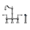 Whitehaus Lead-Free SS Bridge Faucet W/ A Traditional Spout, Lvr Handles And Side WHSB14007-SK-BSS